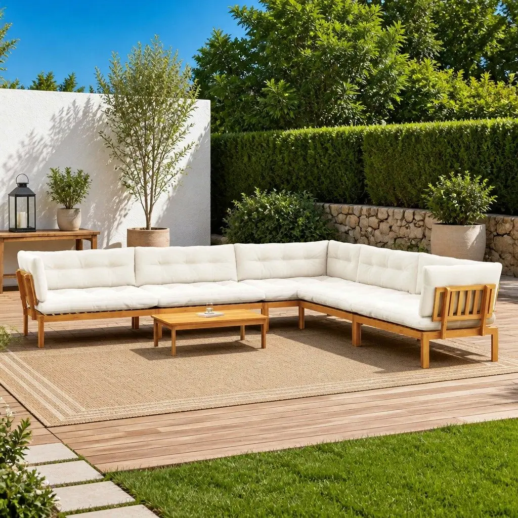 Garden Pallet Sofa 6-Piece Outdoor Sectional Set