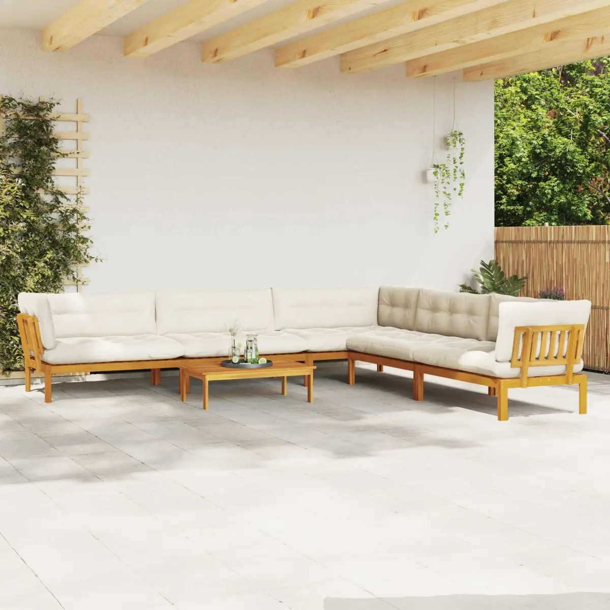 Garden Pallet Sofa 6-Piece Outdoor Sectional Set
