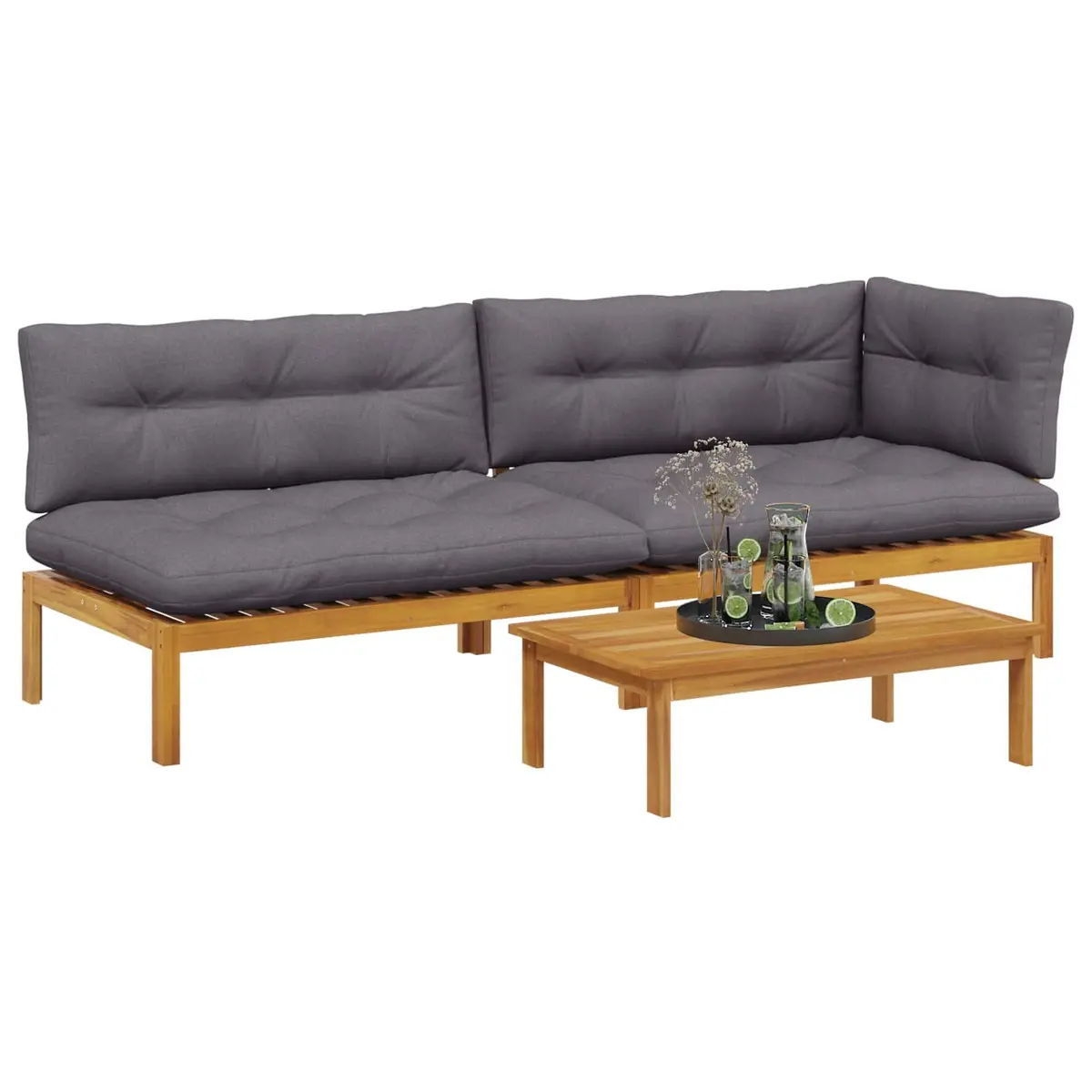 3 Piece Garden Pallet Sofa Set with Table