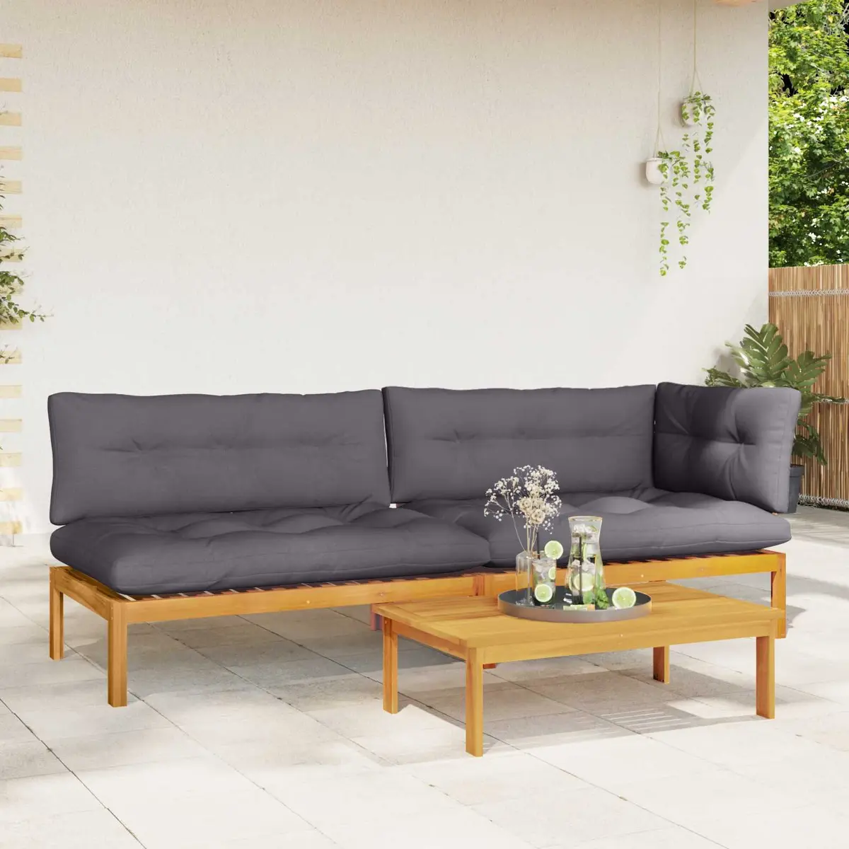 3 Piece Garden Pallet Sofa Set with Table