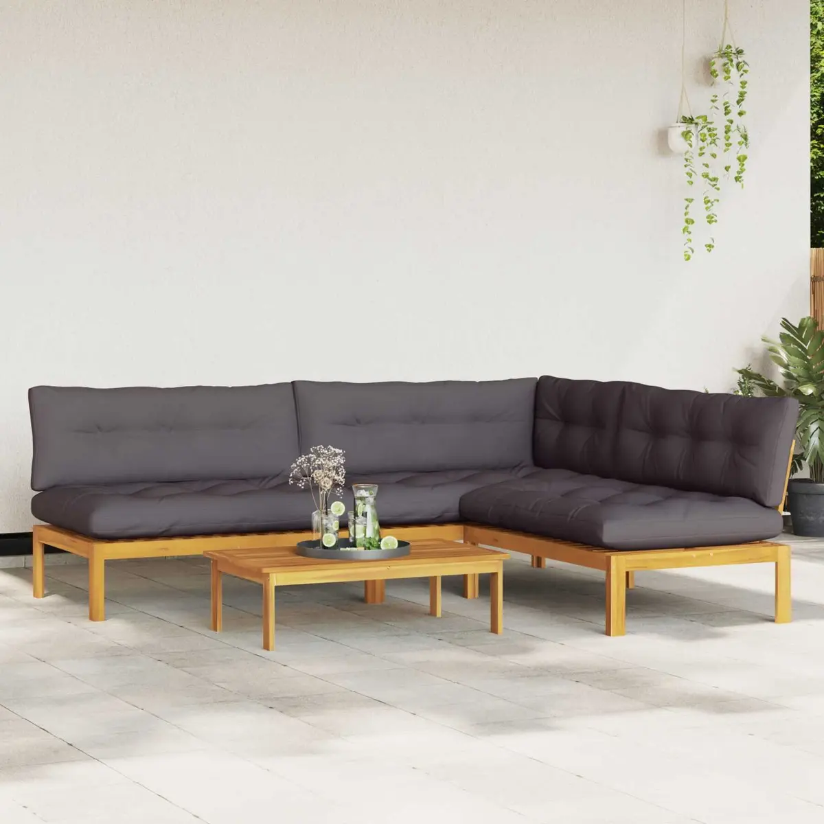 Outdoor Sectional Sofa Set with Corner Table