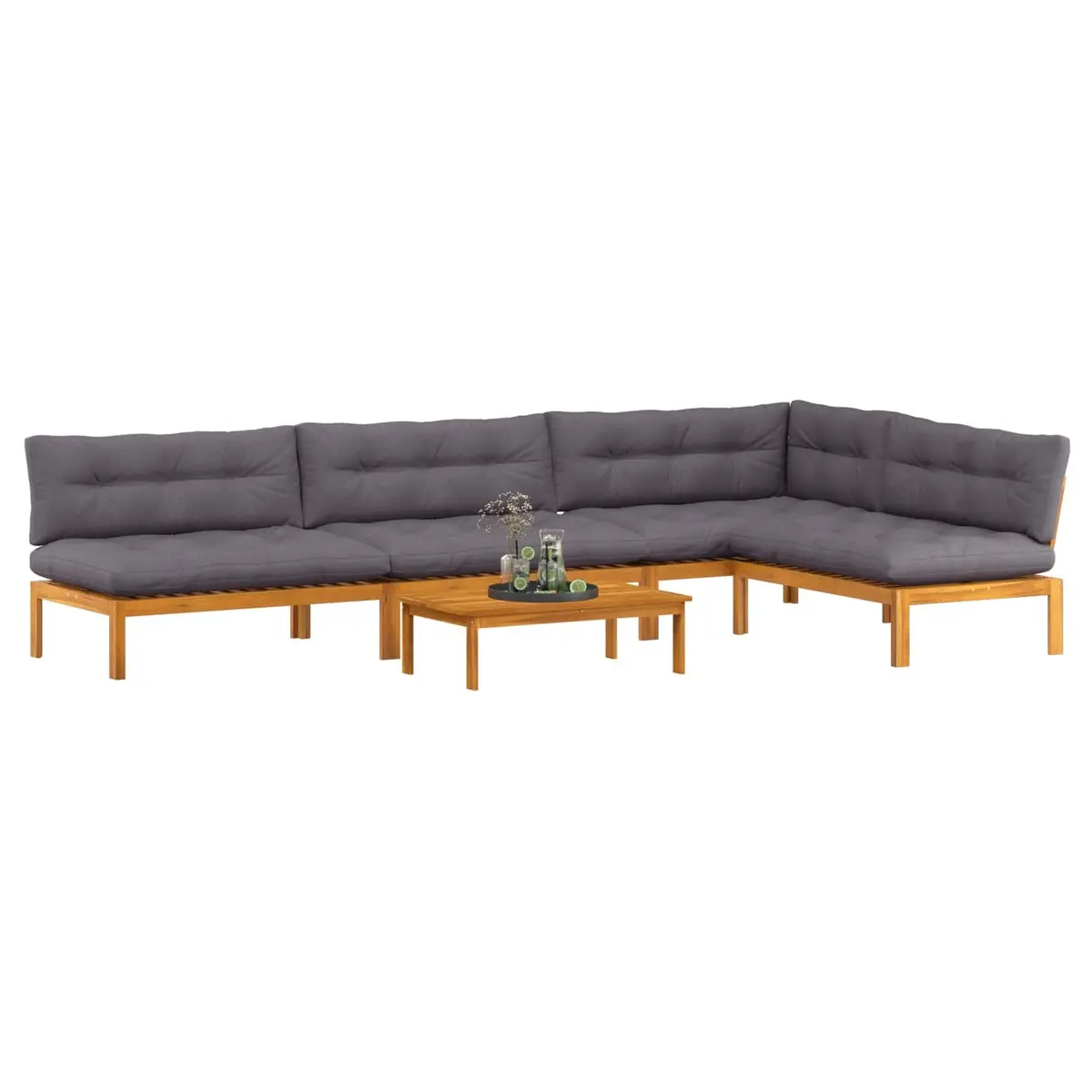 5 Piece Outdoor Lounge Sofa Set in Solid Acacia Wood
