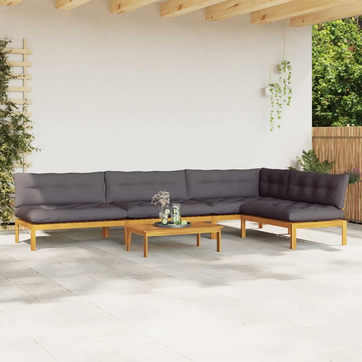 5 Piece Outdoor Lounge Sofa Set in Solid Acacia Wood
