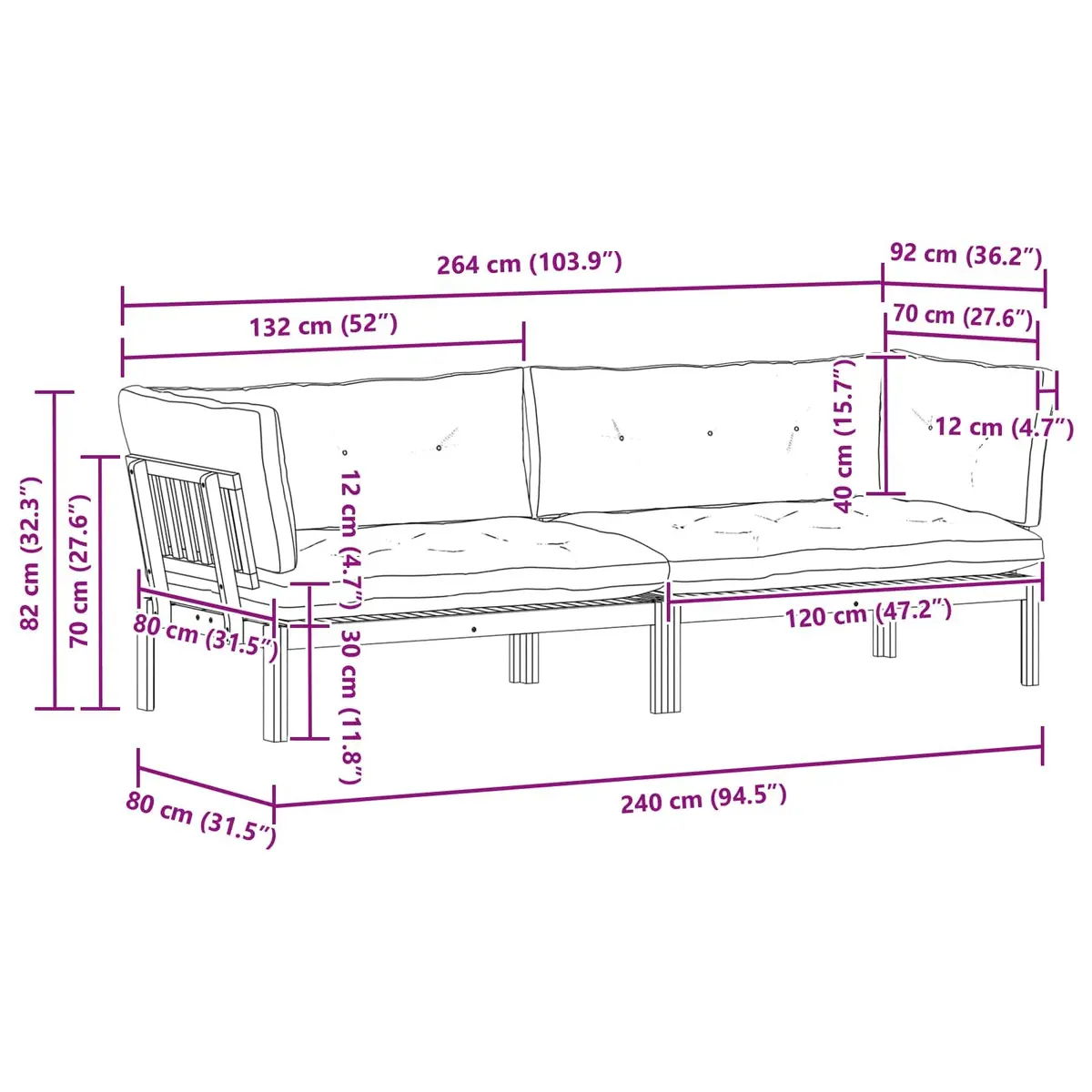 Outdoor Sectional Sofa Corner Lounge Set