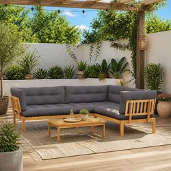 4 Piece Corner Lounge Sofa Set for Outdoor Relaxation