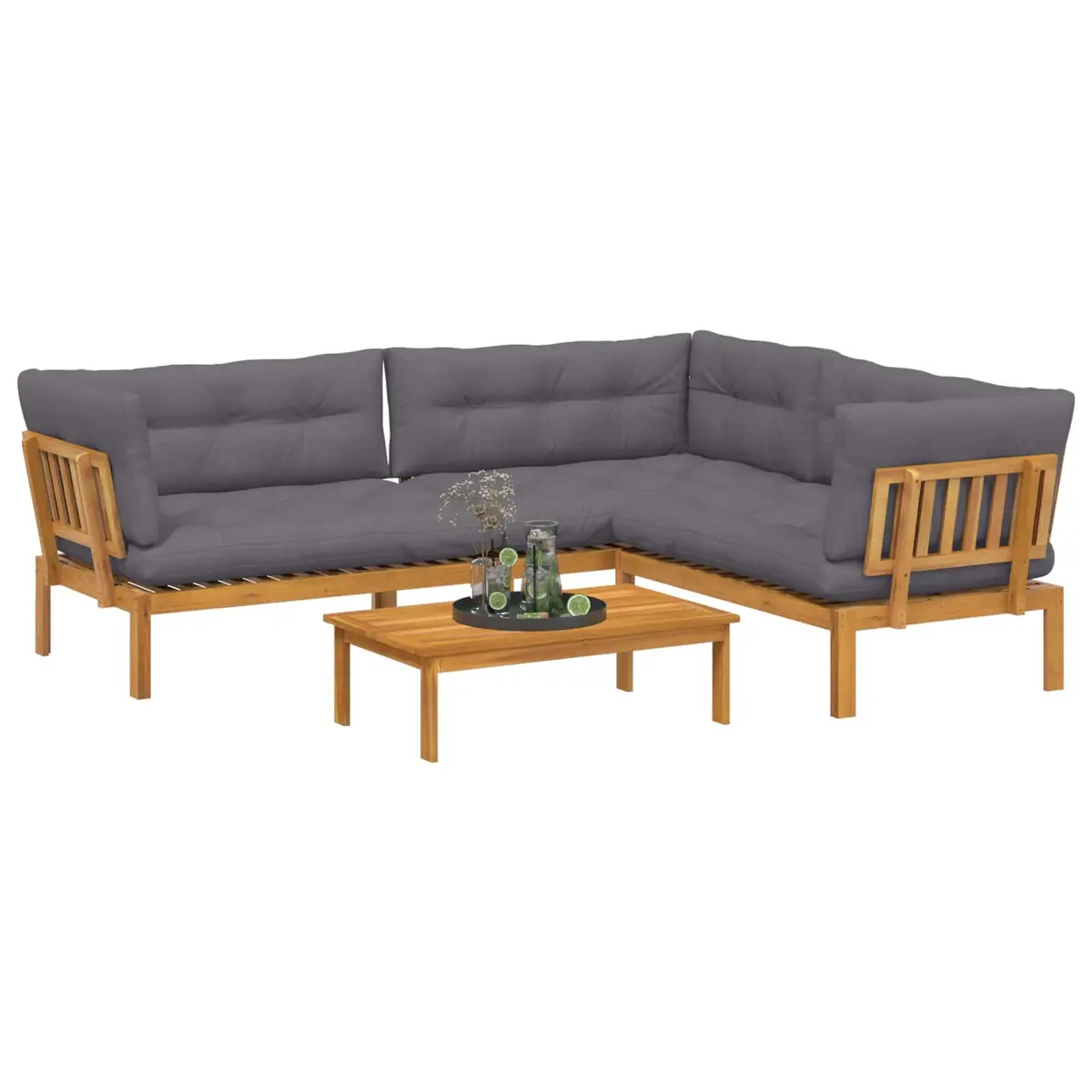 4 Piece Corner Lounge Sofa Set for Outdoor Relaxation
