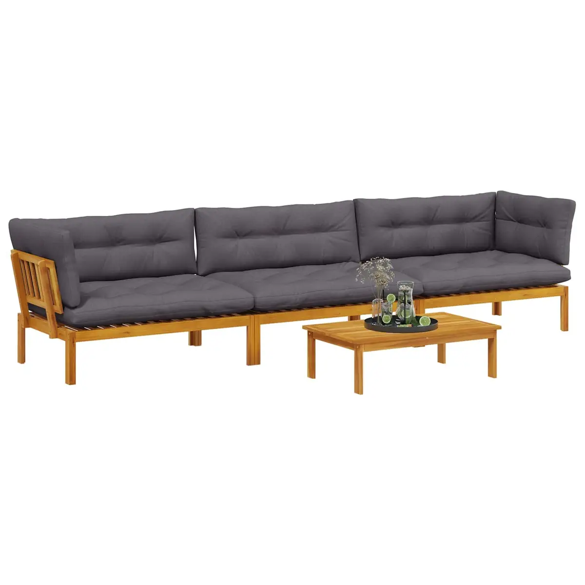 Outdoor Sectional Sofa Set 4 Piece Garden Pallet Lounge Corner Furniture with