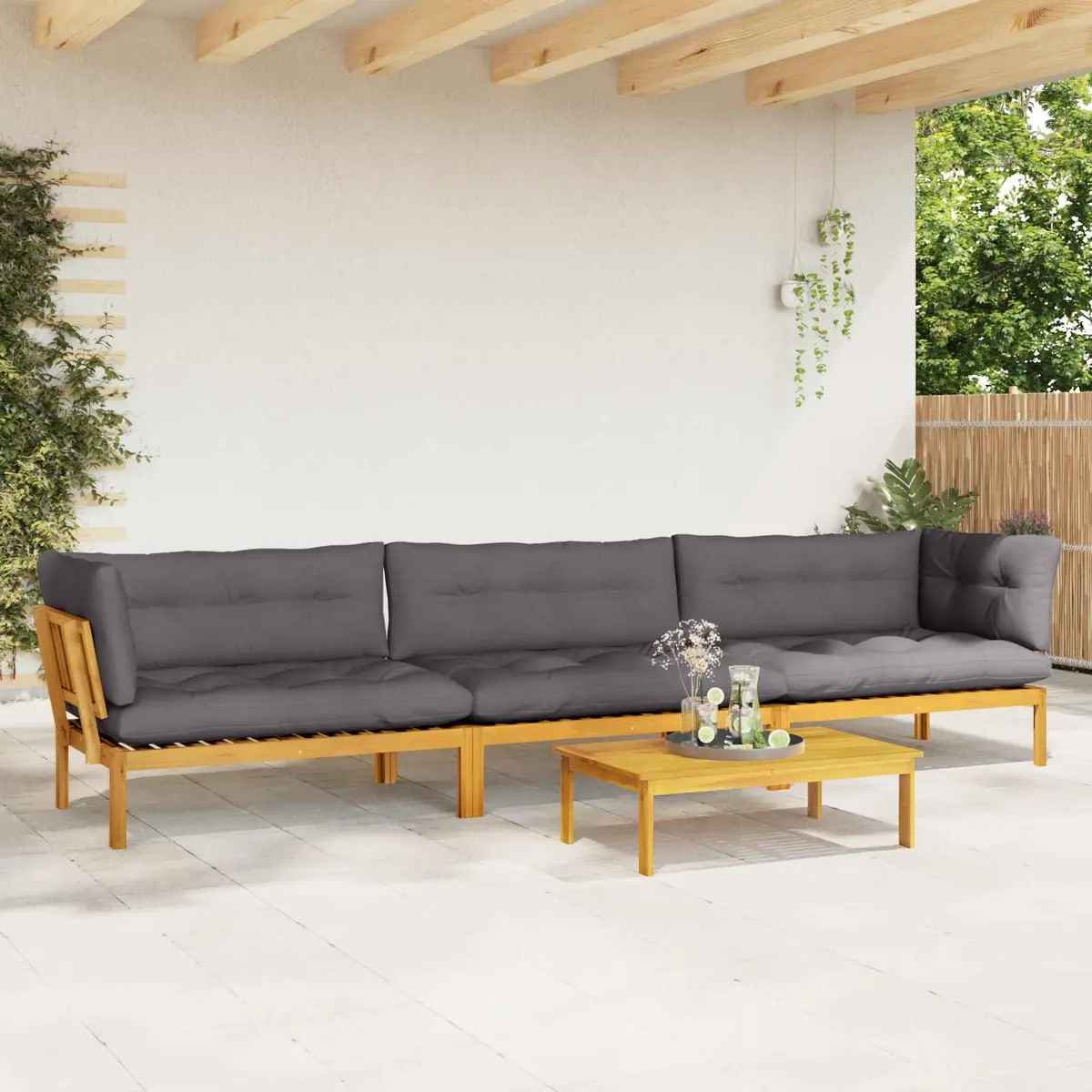 Outdoor Sectional Sofa Set 4 Piece Garden Pallet Lounge Corner Furniture with