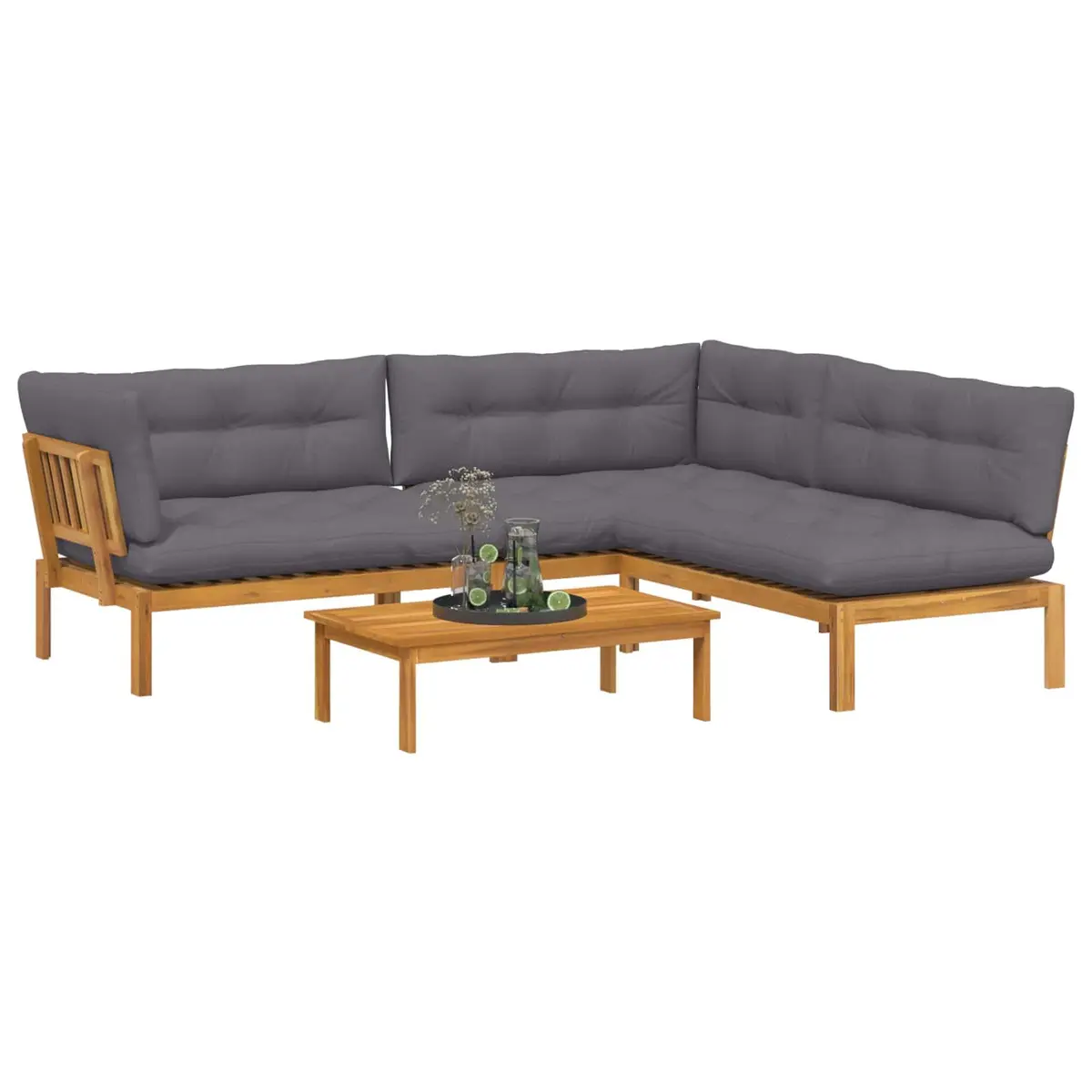 4 Piece Garden Pallet Lounge Set with Low Table