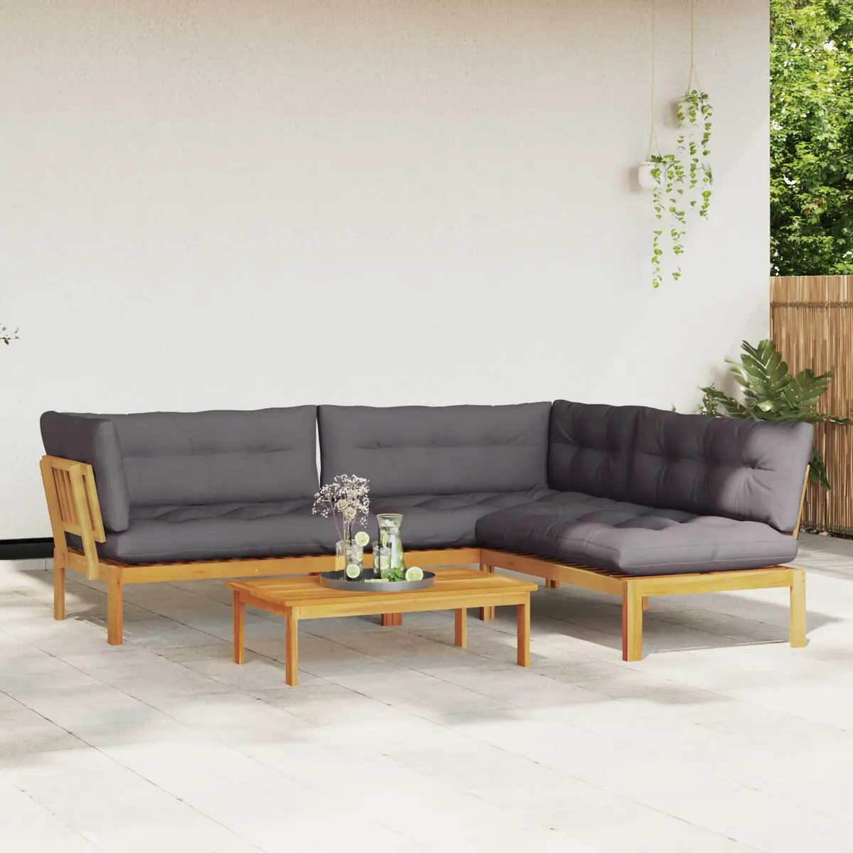 4 Piece Garden Pallet Lounge Set with Low Table