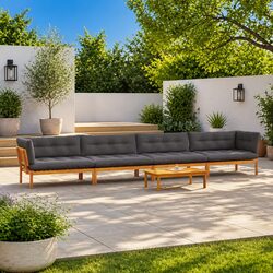 Durable 5 Piece Garden Pallet Sectional Sofa Set with Table