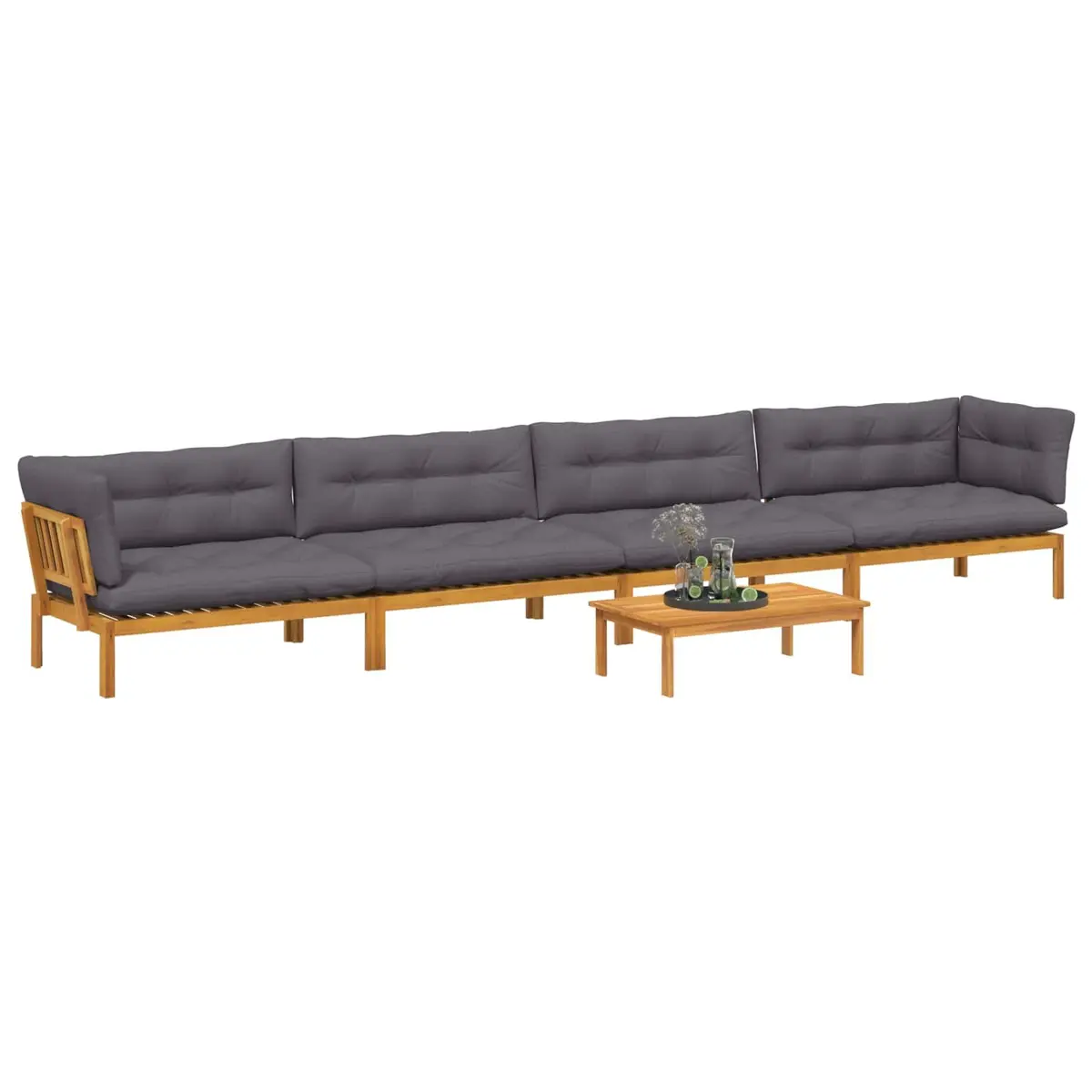 5 Piece Garden Pallet Sectional Sofa Set with Table