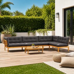 Outdoor Sectional Sofa 5 Piece Pallet Corner Lounge Seating Set with Low Table