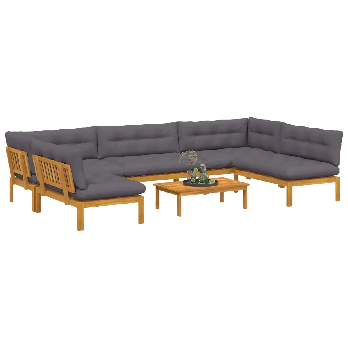 6-Piece Outdoor Corner Lounge Sofa Set with Table