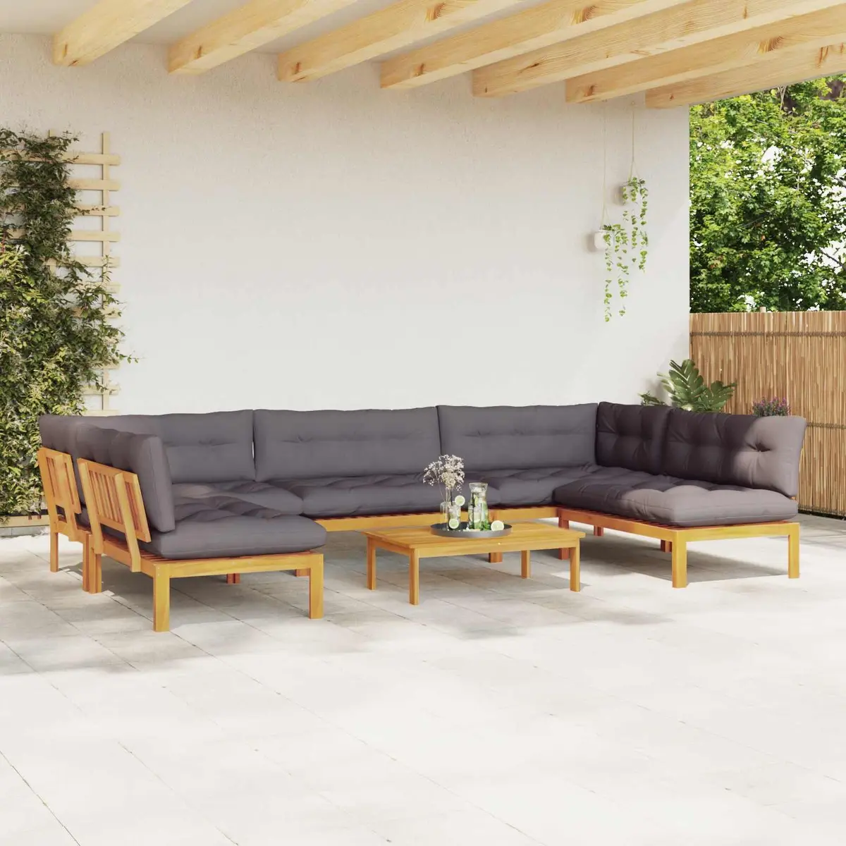 6-Piece Outdoor Corner Lounge Sofa Set with Table