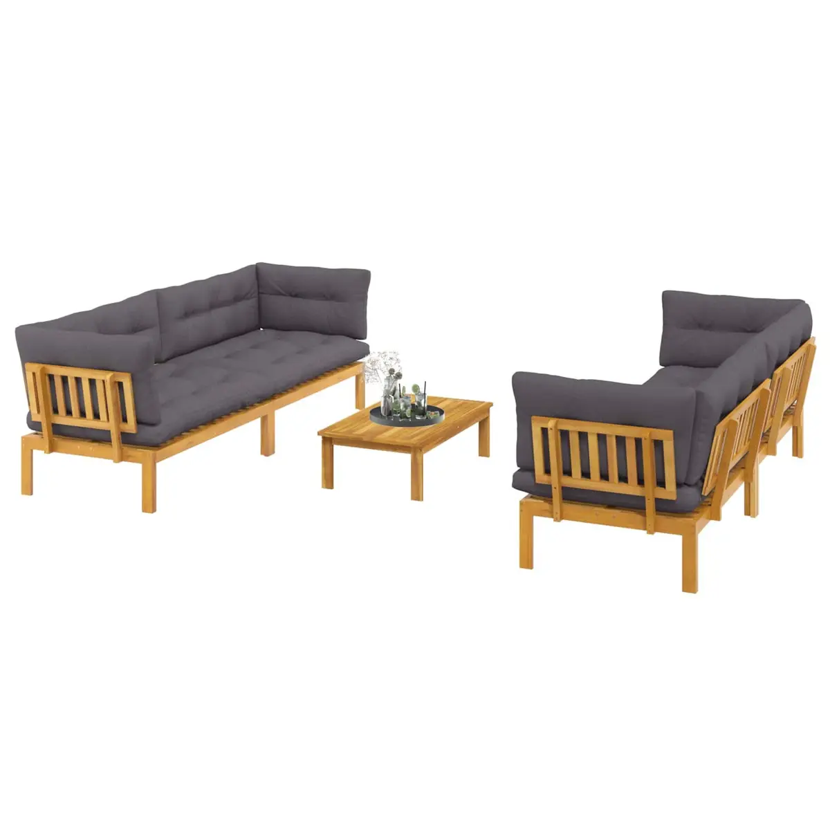 5-Piece Outdoor Sectional Garden Pallet Sofa Set with Table
