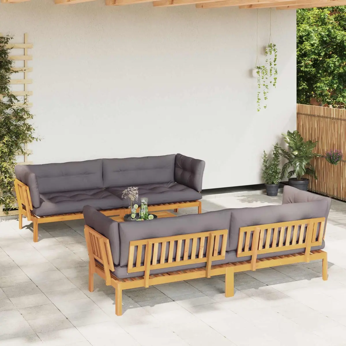 5-Piece Outdoor Sectional Garden Pallet Sofa Set with Table