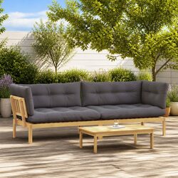2 Piece Outdoor Corner Lounge Sofa Set with Table