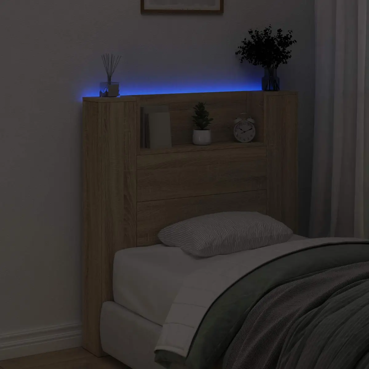 Storage Headboard with RGB LED Lighting