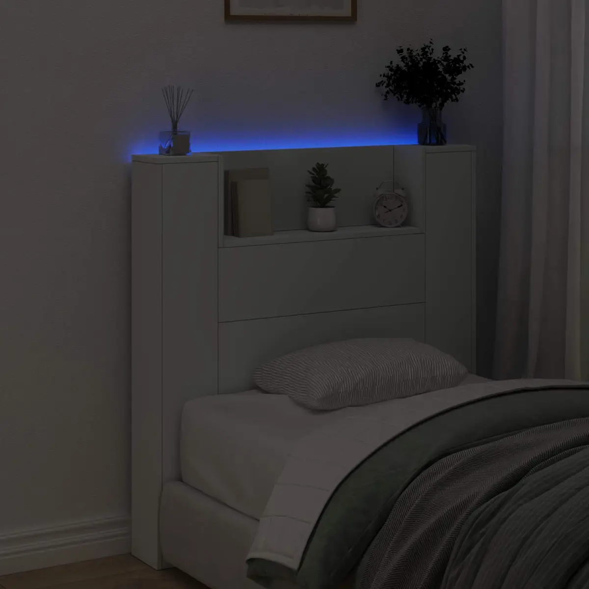 Storage Headboard with RGB LED Lighting