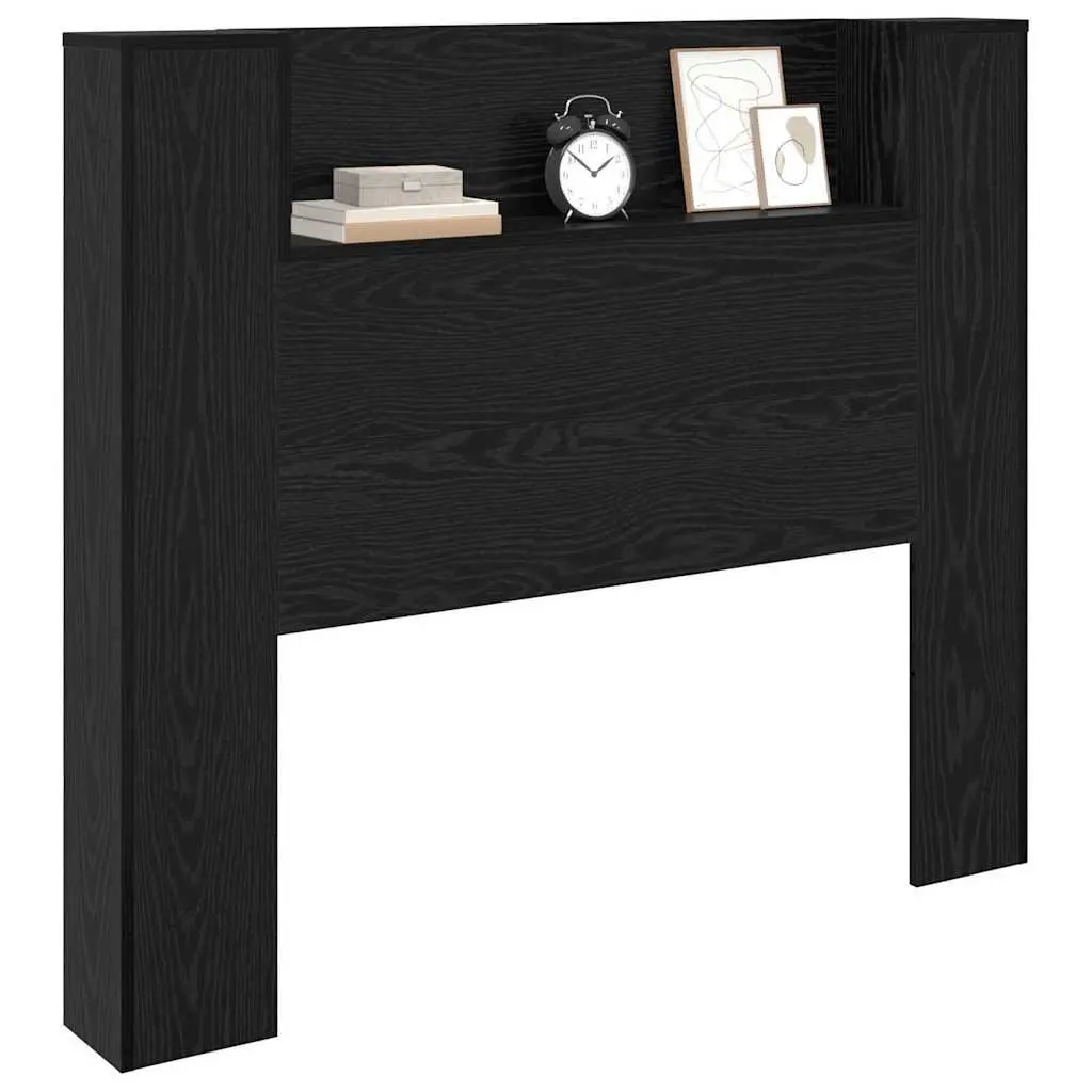 RGB LED Storage Headboard with Black Engineered Wood
