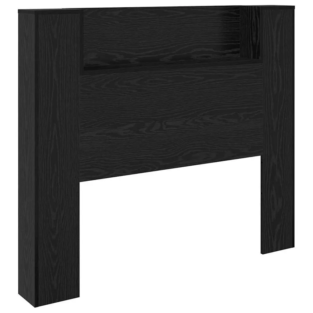 RGB LED Storage Headboard with Black Engineered Wood