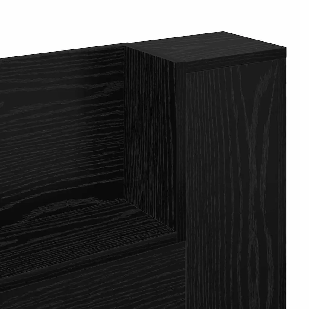 RGB LED Storage Headboard with Black Engineered Wood