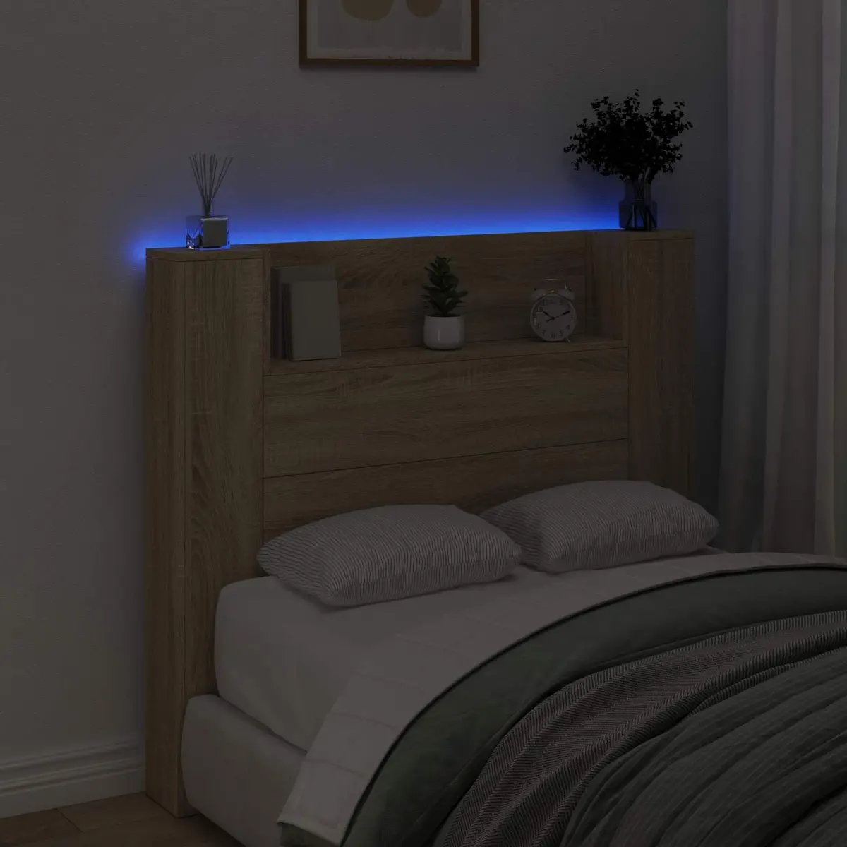 Storage Headboard with RGB LED Lighting