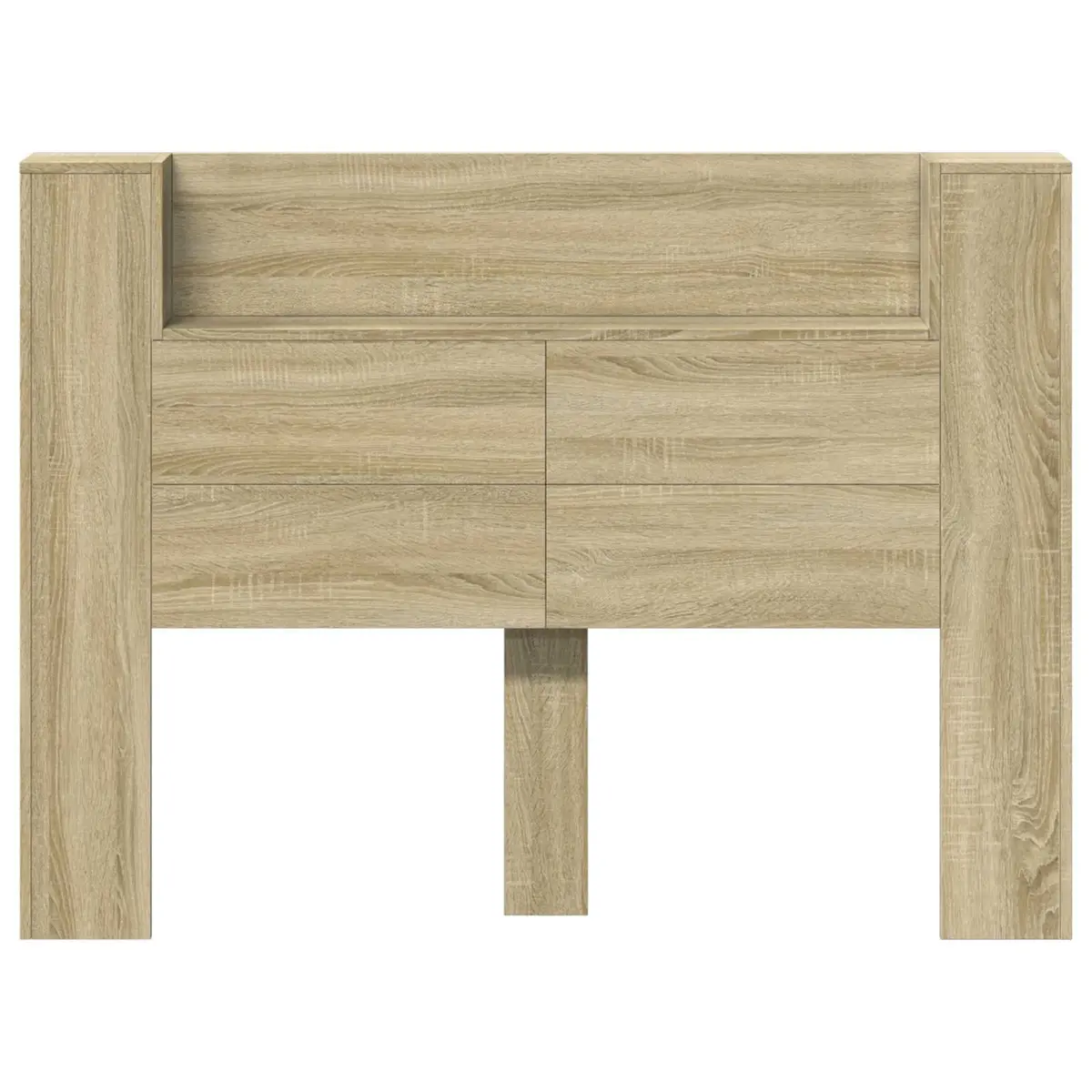 Brown Engineered Wood Storage Headboard with LED Lighting