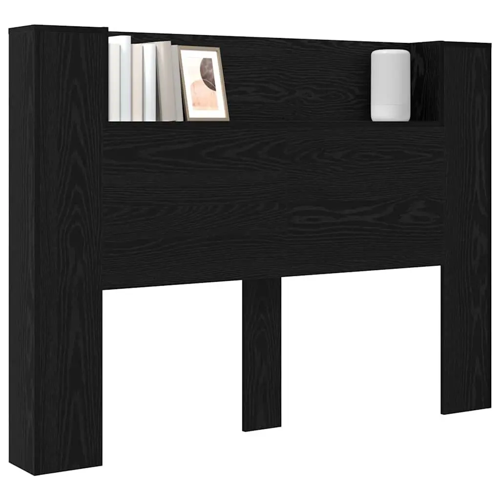 Storage Headboard Engineered Wood Black with RGB LED Lights