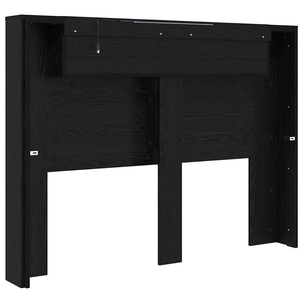 Storage Headboard Engineered Wood Black with RGB LED Lights