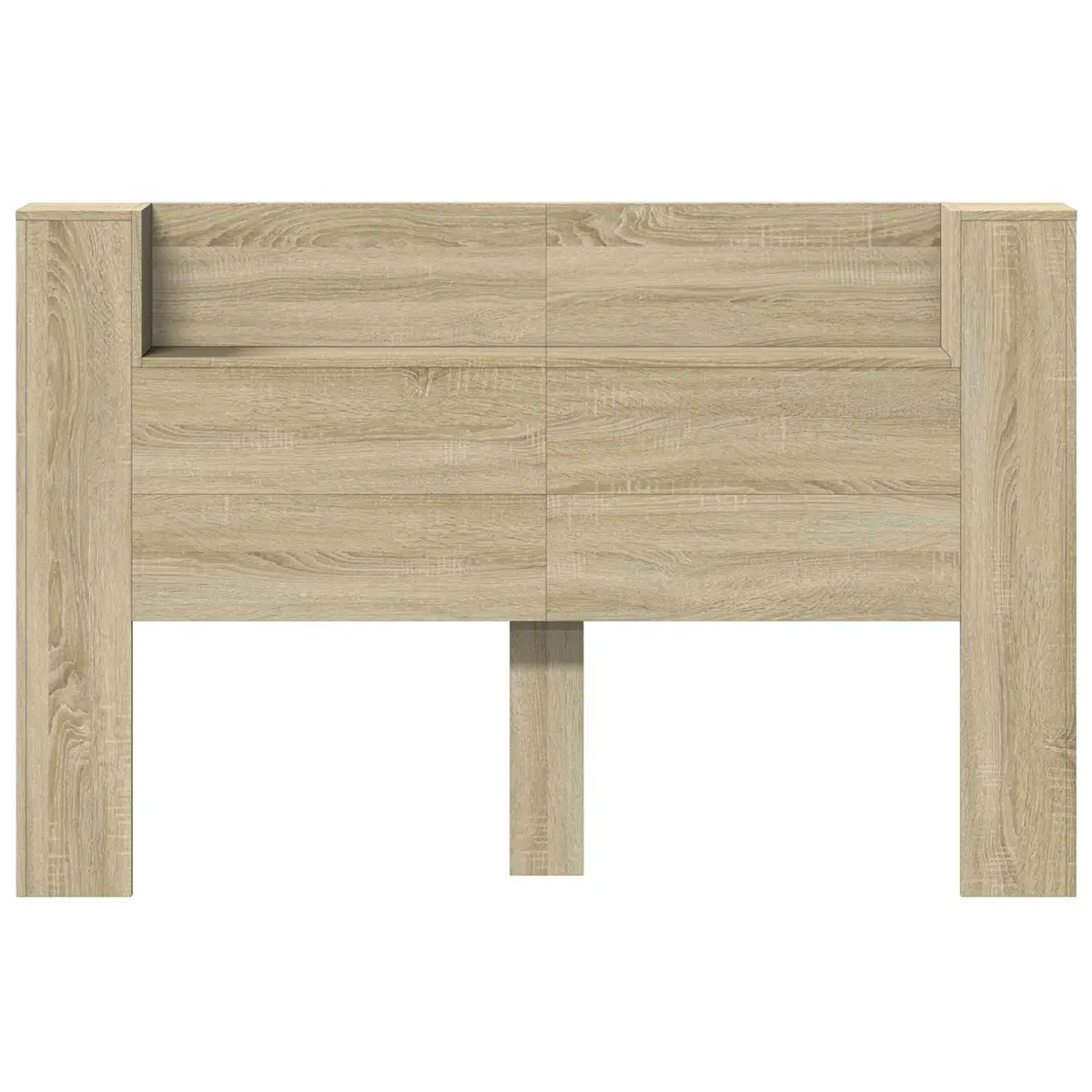LED Light Storage Headboard in Brown Engineered Wood
