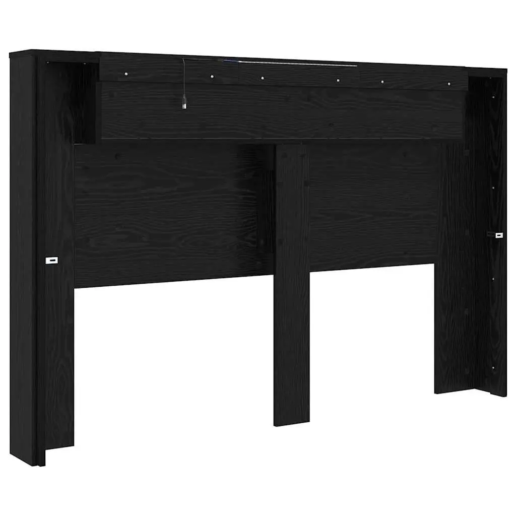 Black Storage Headboard with RGB LED Lights