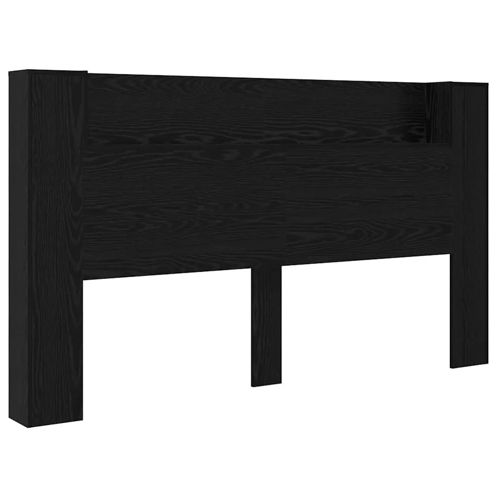 Black Engineered Wood Storage Headboard with RGB LED Lights
