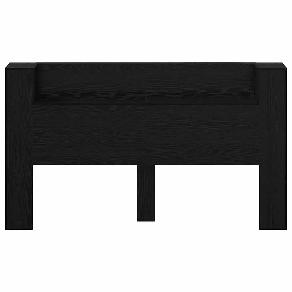 Black Engineered Wood Storage Headboard with RGB LED Lights