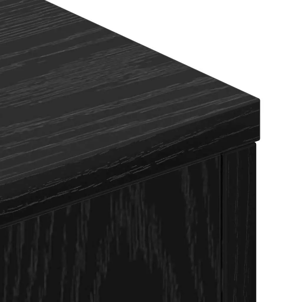 Black Engineered Wood Storage Headboard with RGB LED Lights