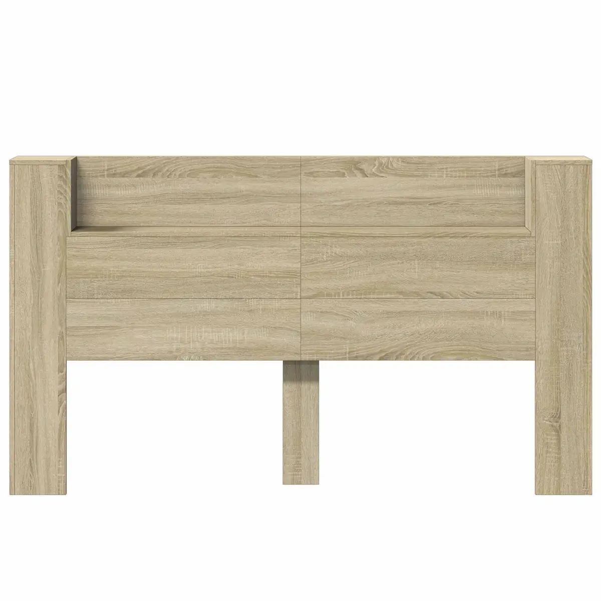 Brown Engineered Wood Storage Headboard with LED Lights
