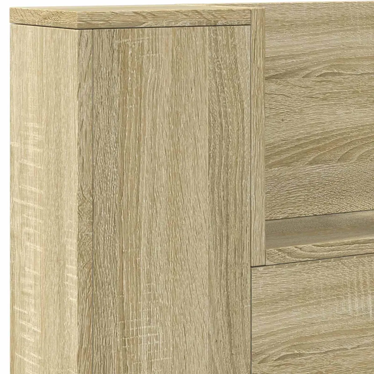Brown Engineered Wood Storage Headboard with LED Lights