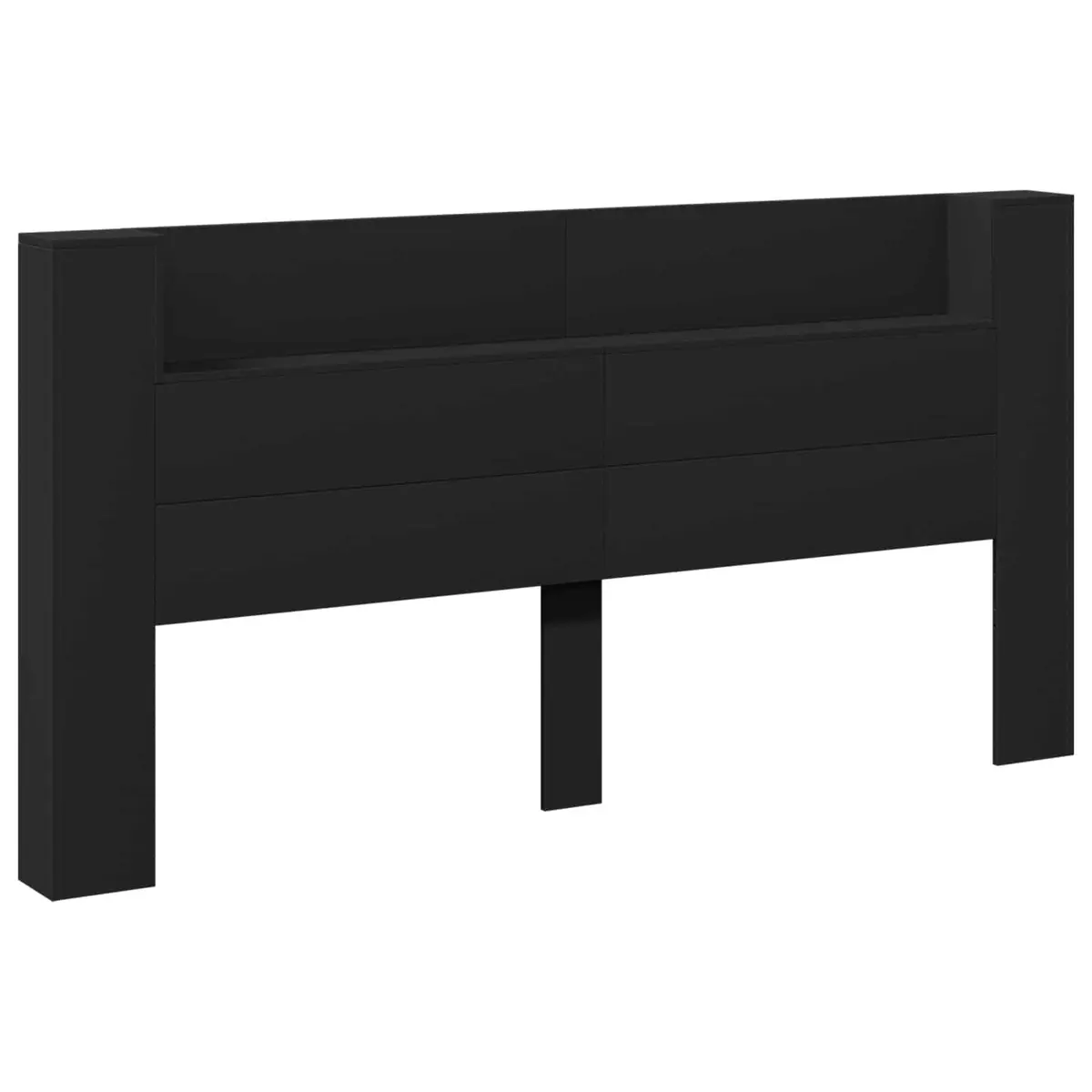 Storage Headboard with RGB LED Lights in Black
