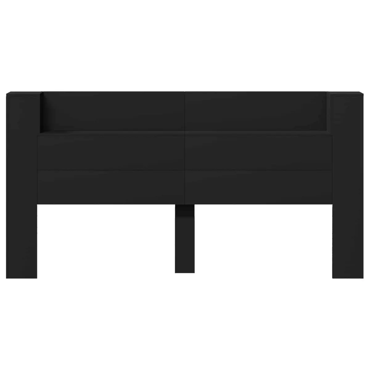 Storage Headboard with RGB LED Lights in Black