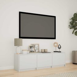 Stylish White TV Cabinet with LED Lighting Storage Unit