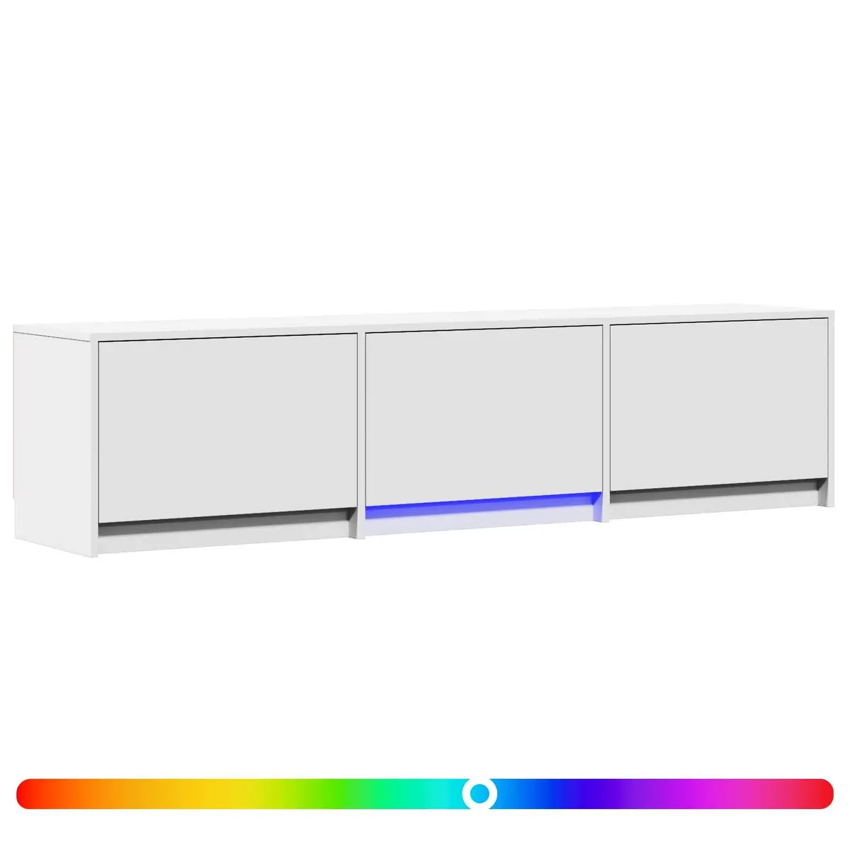 TV Cabinet Engineered Wood 165cm White with LED Lights