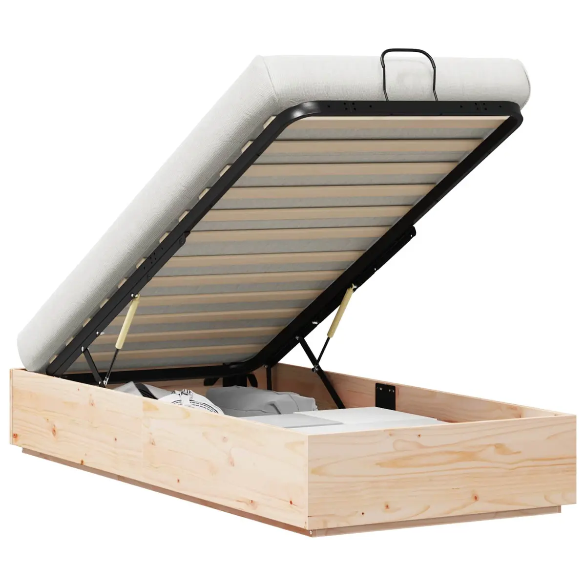 Ottoman Storage Bed Frame in Solid Pine Wood