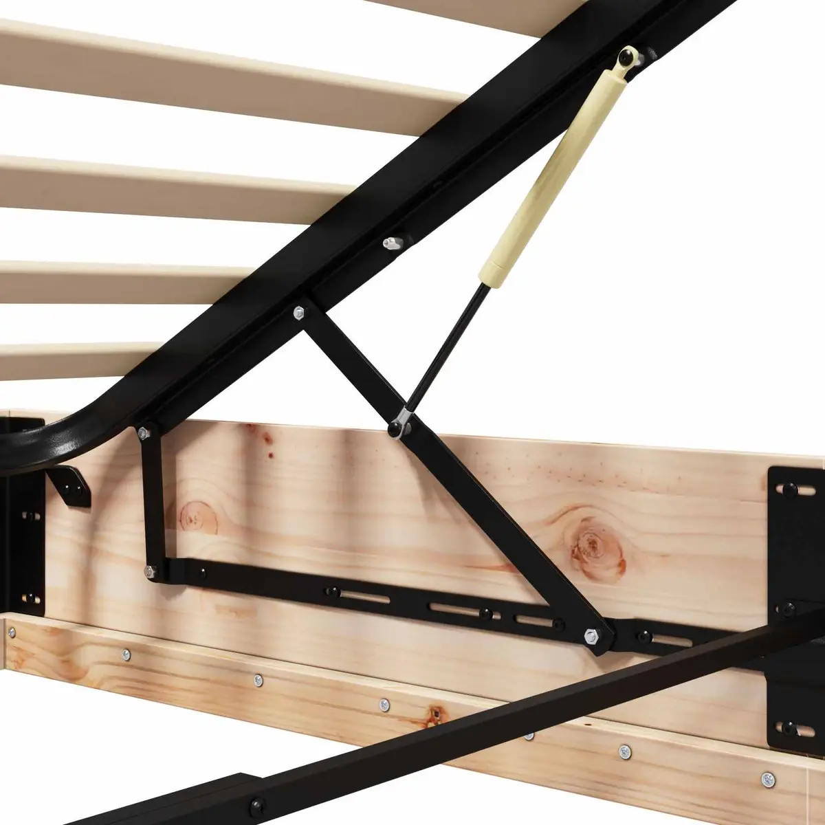 Solid Pine Wood Ottoman Bed Frame with Storage 135 x 190 cm