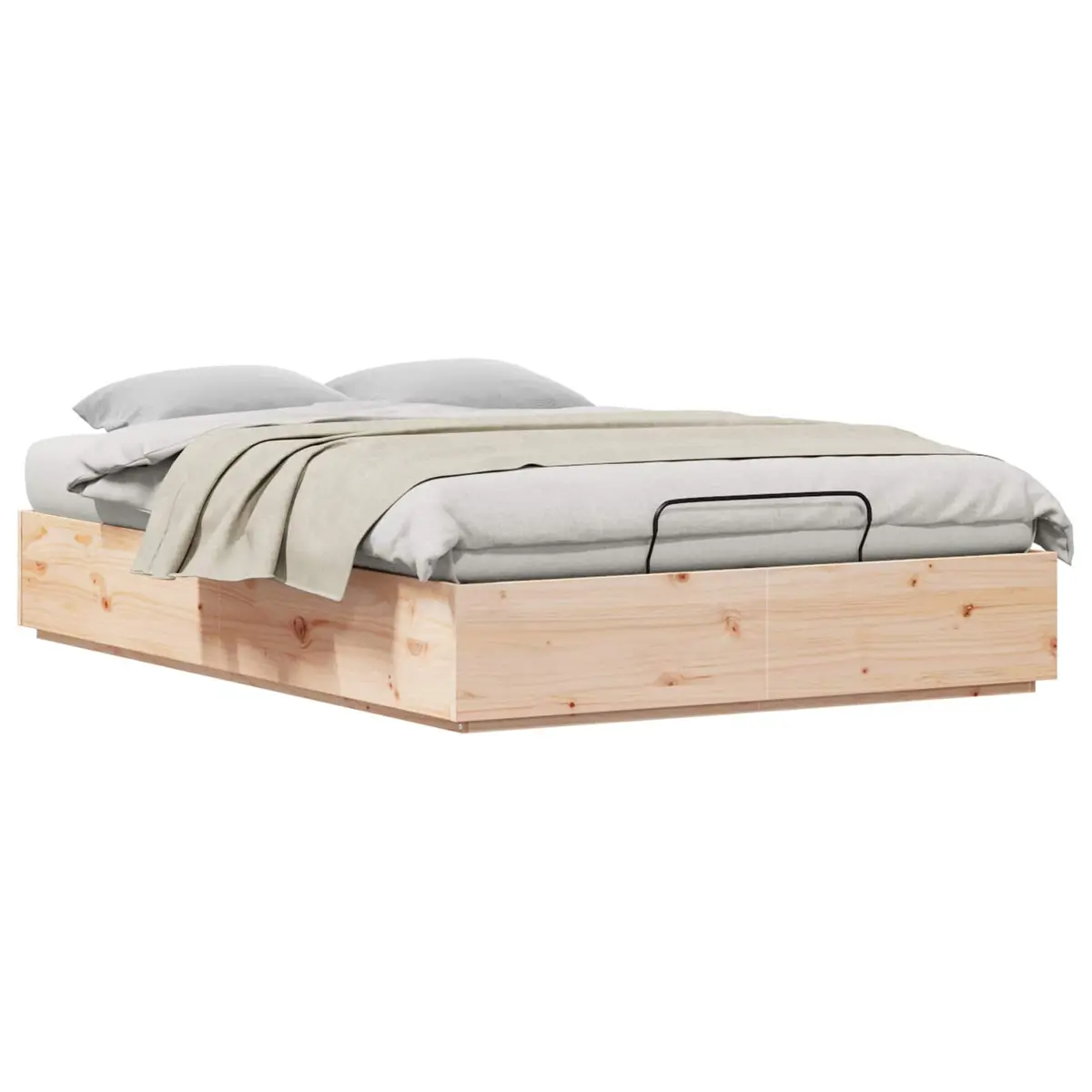 Ottoman Bed Frame with Storage in Brown Pine
