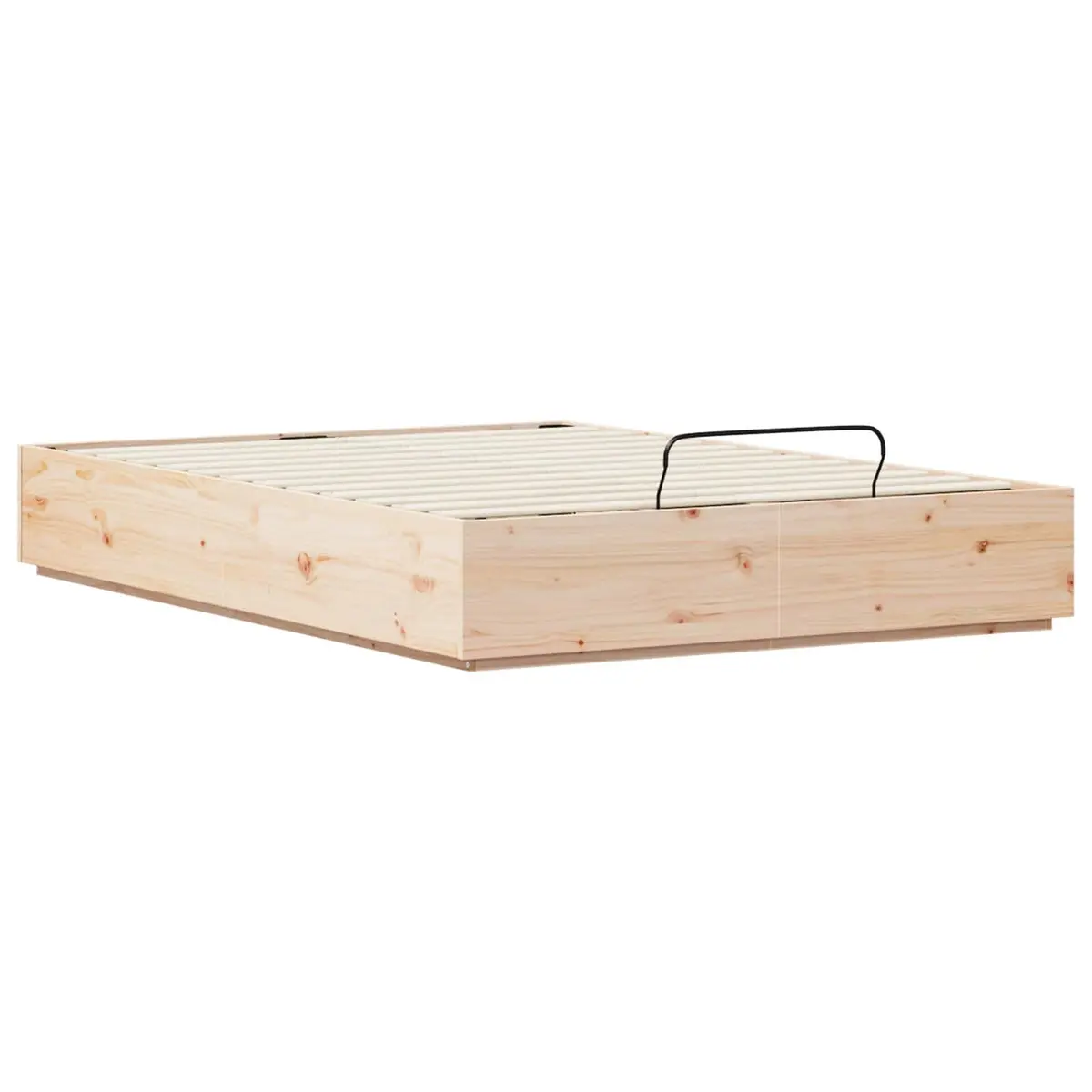 Ottoman Bed Frame with Storage in Brown Pine