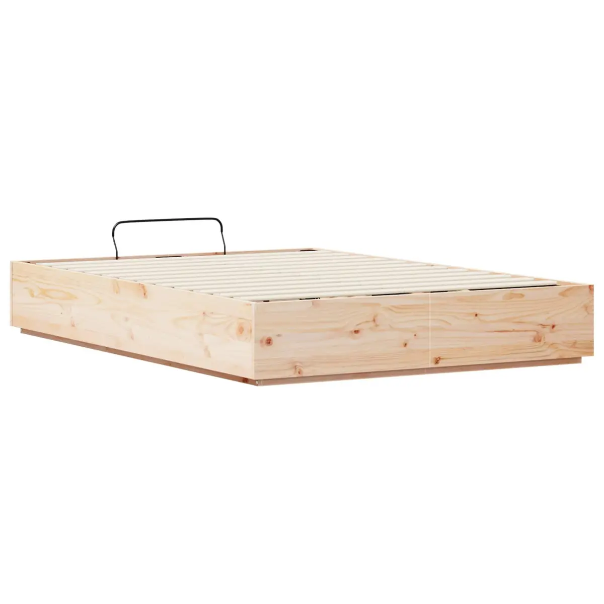 Ottoman Bed Frame with Storage in Brown Pine