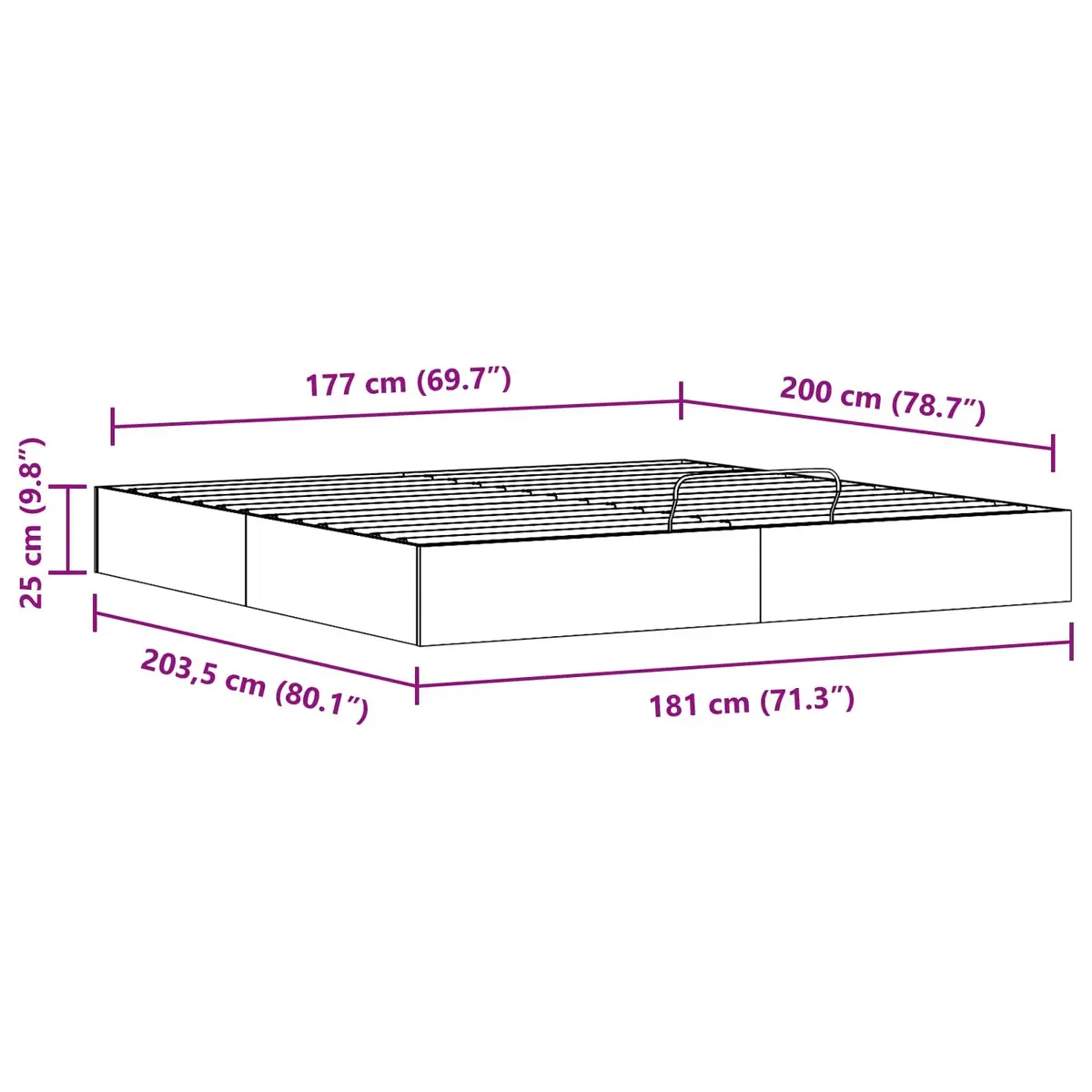Ottoman Bed Frame with Storage 180 x 200 cm