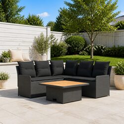 Durable 4-Piece PE Rattan Furniture Set with Cushions