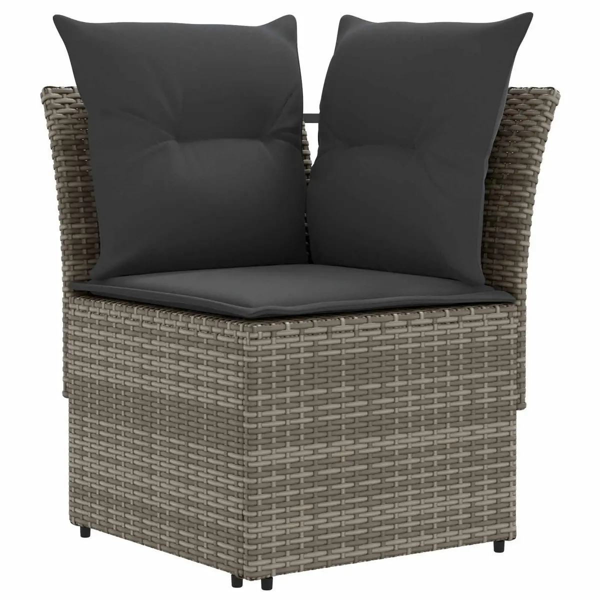 4-Piece Patio Lounge Set with Cushions in Grey Rattan